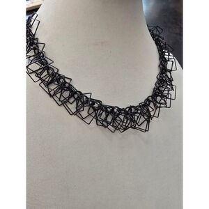 Black MCM Geometric Square Link Adjustable Necklace Avant-garde Punk Rock